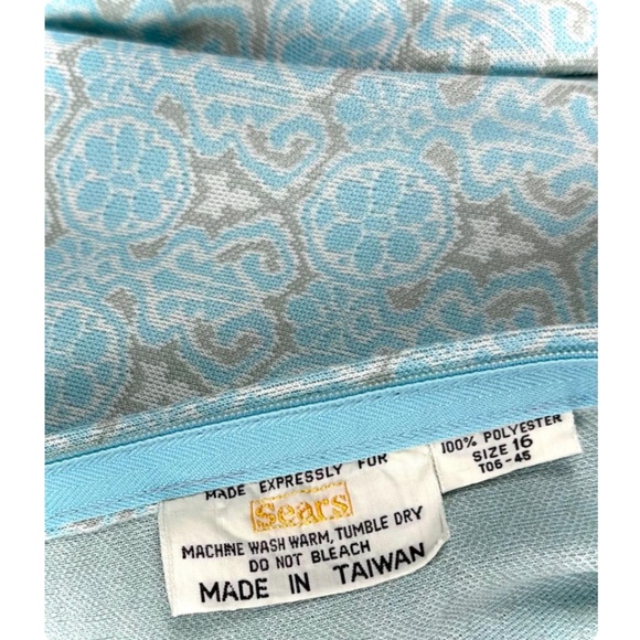 Vintage 1960’s 1970’s Sears Collared Shirt Dress in Soft Baby Blue + Grey - S/M - Picture 2 of 10